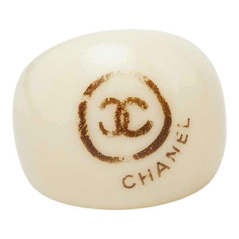 Chanel CC Logo Ring Ivory Plastic