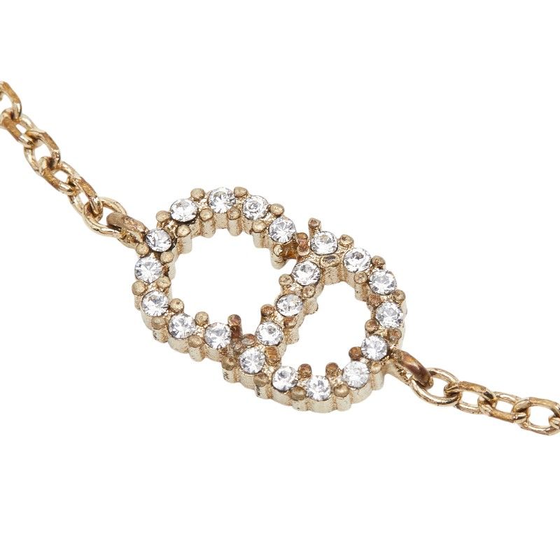 Dior CD Logo Chain Bracelet Gold Plated Rhinestone — view 3