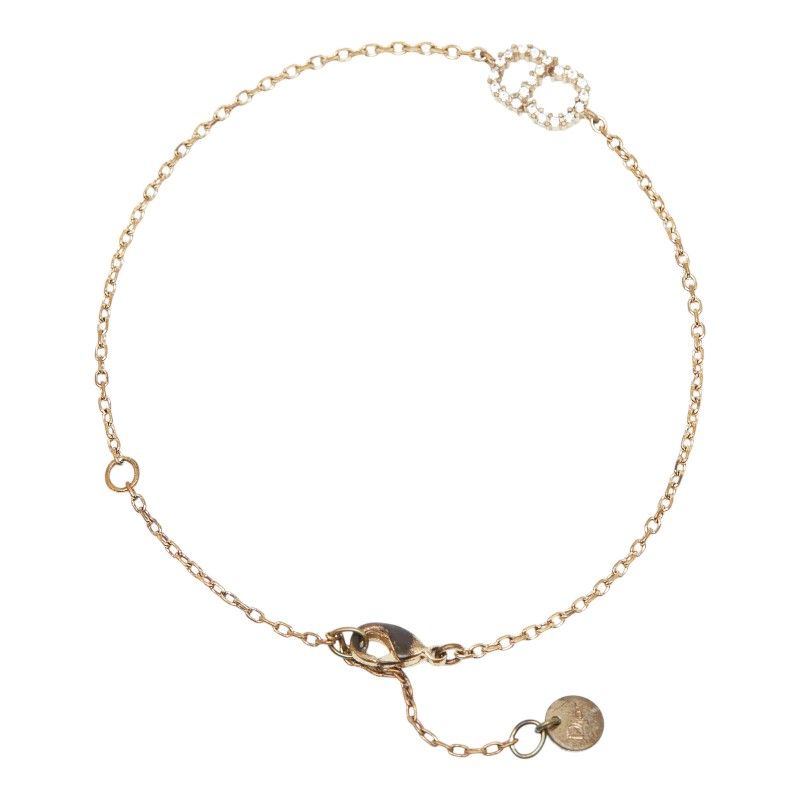 Dior CD Logo Chain Bracelet Gold Plated Rhinestone — view 2
