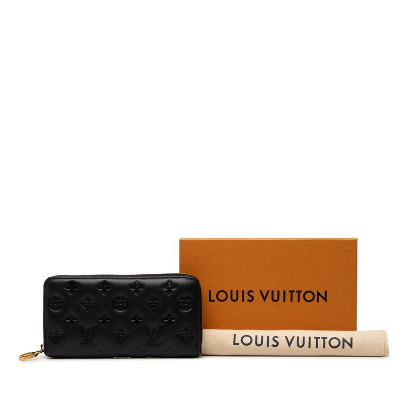 Louis Vuitton Monogram Embossed Zippy Wallet Coussin Zip Around Black Lambskin — view 7