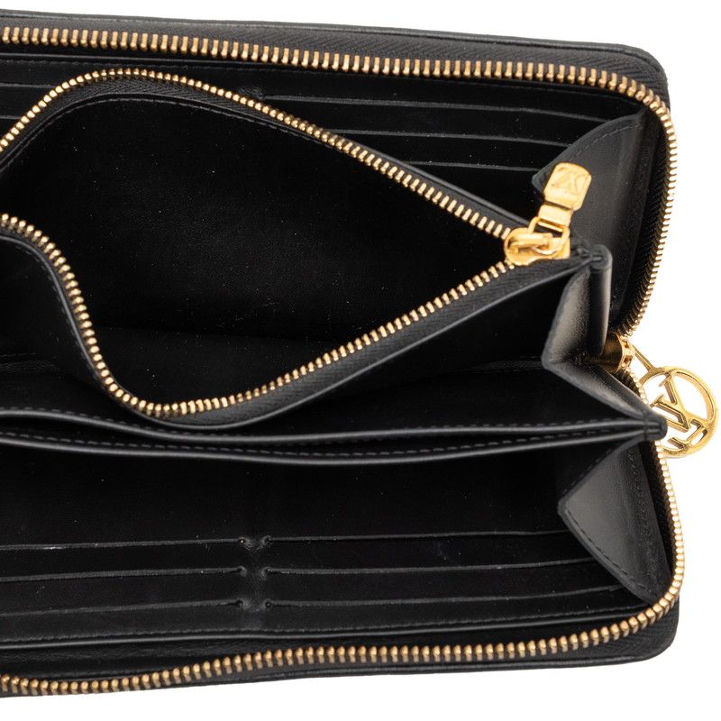 Louis Vuitton Monogram Embossed Zippy Wallet Coussin Zip Around Black Lambskin — view 5