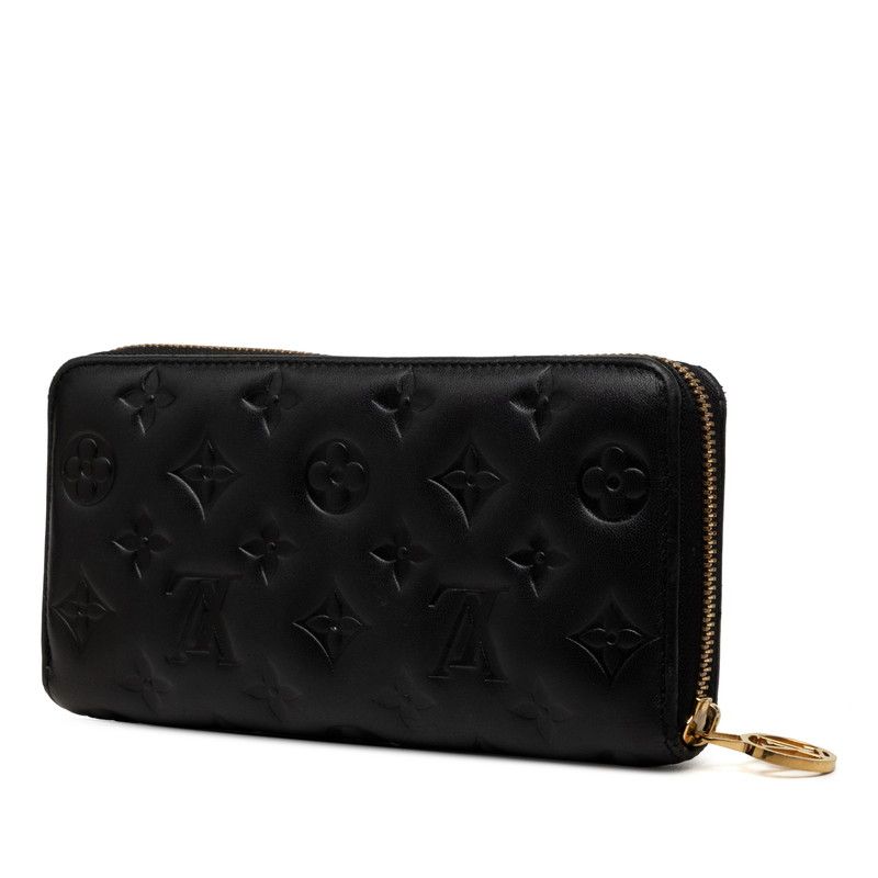 Louis Vuitton Monogram Embossed Zippy Wallet Coussin Zip Around Black Lambskin — view 2