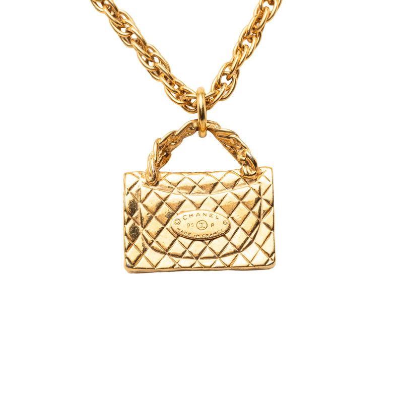Chanel Vintage Quilted Bag Motif Pendant Gold Plated — view 2