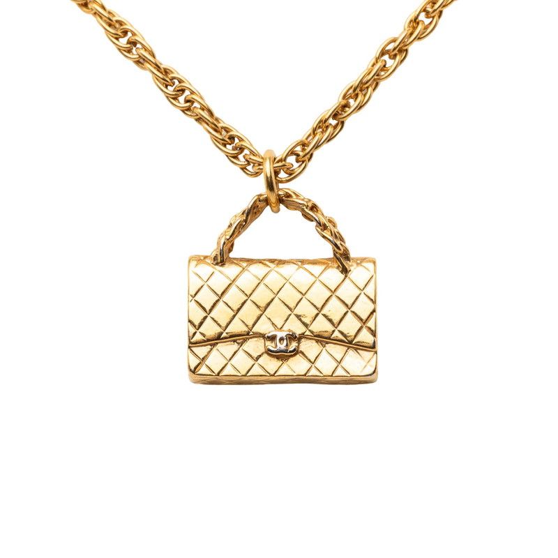 Chanel Vintage Quilted Bag Motif Pendant Gold Plated