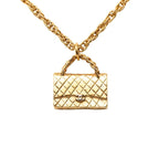 Chanel Vintage Quilted Bag Motif Pendant Gold Plated