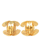 Chanel Vintage Quilted CC Logo Earrings Gold Plated — view 2