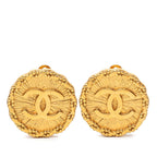Chanel Vintage CC Logo Earrings Gold Plated
