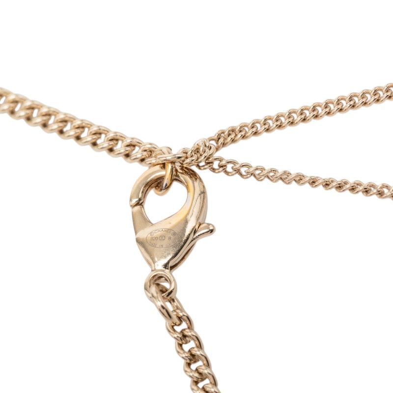 Chanel CC Logo Clover Camellia Chain Necklace Gold Black Plated Faux Pearl — view 4