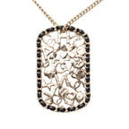 Chanel CC Logo Clover Camellia Chain Necklace Gold Black Plated Faux Pearl — view 2
