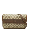 Gucci GG Supreme Crossbody Shoulder Bag Beige Brown Leather