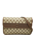 Gucci GG Supreme Crossbody Shoulder Bag Beige Brown Leather