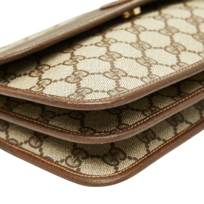 Gucci GG Supreme Crossbody Shoulder Bag Beige Brown Leather — view 5