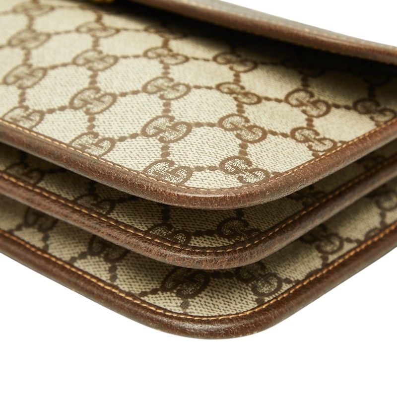 Gucci GG Supreme Crossbody Shoulder Bag Beige Brown Leather — view 4