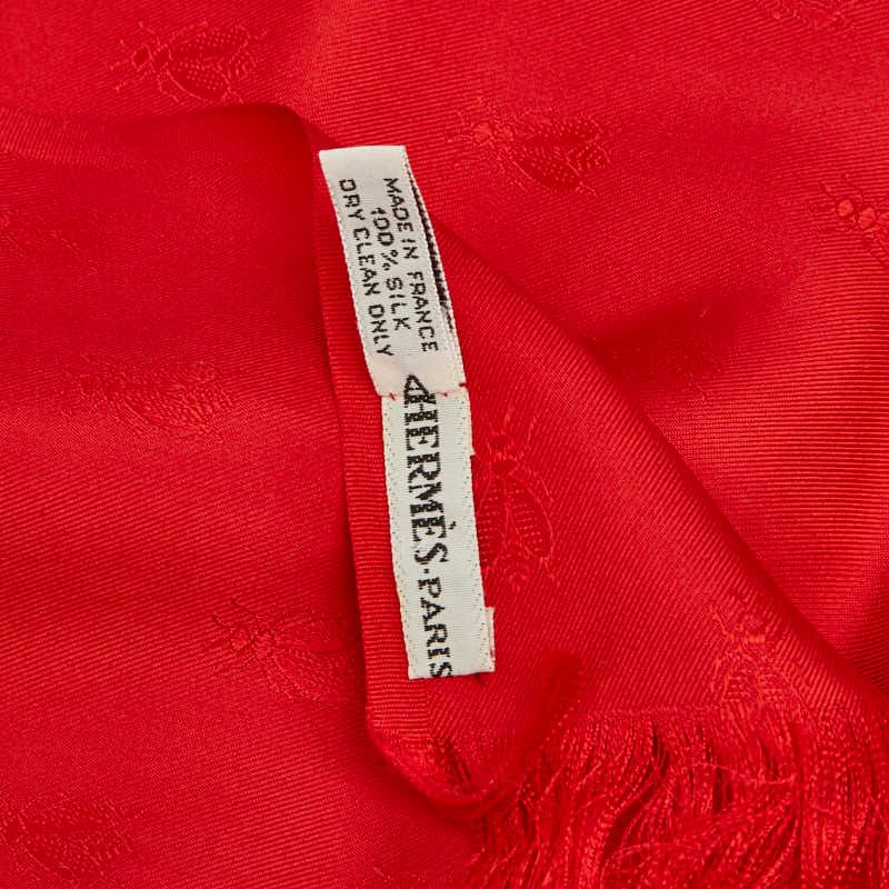 Hermes Bee Motif Shawl Red Silk Scarf — view 4