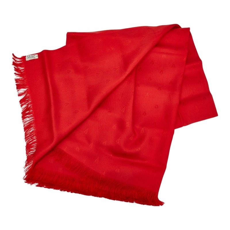 Hermes Bee Motif Shawl Red Silk Scarf — view 2