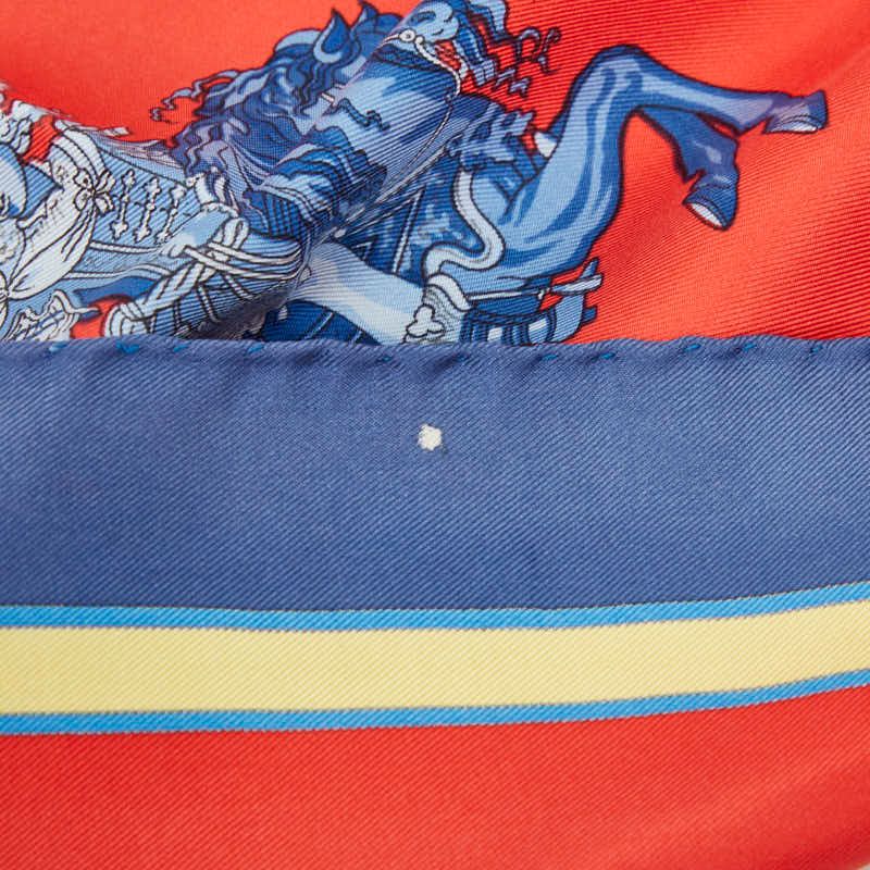 Hermes Carre 90 Carrousel Carousel Scarf Red Blue Multicolor Silk — view 2