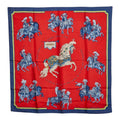 Hermes Carre 90 Carrousel Carousel Scarf Red Blue Multicolor Silk