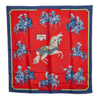 Hermes Carre 90 Carrousel Carousel Scarf Red Blue Multicolor Silk