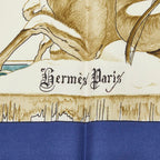 Hermes Carre 90 L'hiver Winter Fire Scarf Blue Ivory Multicolor Silk — view 3