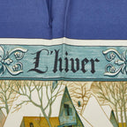 Hermes Carre 90 L'hiver Winter Fire Scarf Blue Ivory Multicolor Silk — view 2