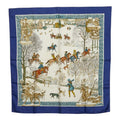Hermes Carre 90 L'hiver Winter Fire Scarf Blue Ivory Multicolor Silk