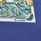 Hermes Carre 90 L'hiver Winter Fire Scarf Blue Ivory Multicolor Silk — view 4