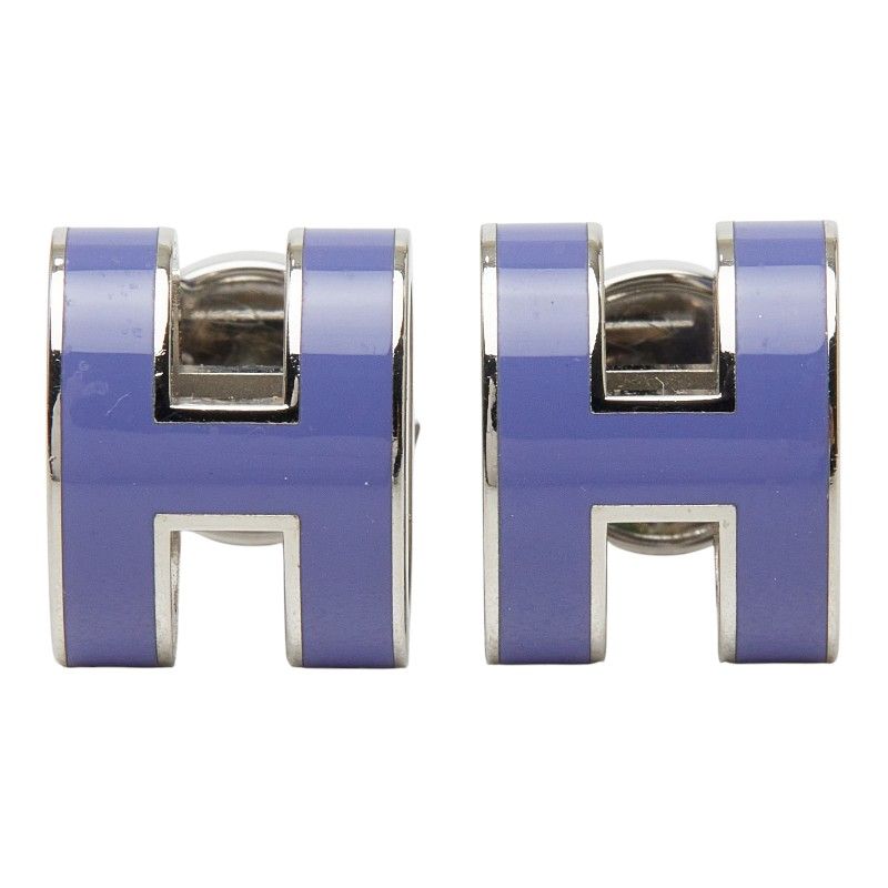 Hermes Pop Earrings Silver Purple Metal — view 2