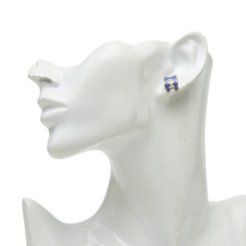 Hermes Pop Earrings Silver Purple Metal — view 6