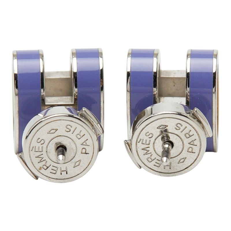 Hermes Pop Earrings Silver Purple Metal — view 3