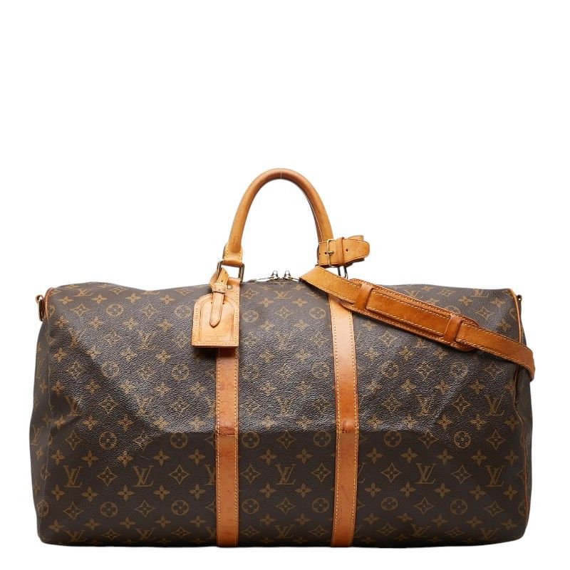 Louis Vuitton Monogram Keepall Bandouliere 55 Boston Bag 2-Way Brown Leather
