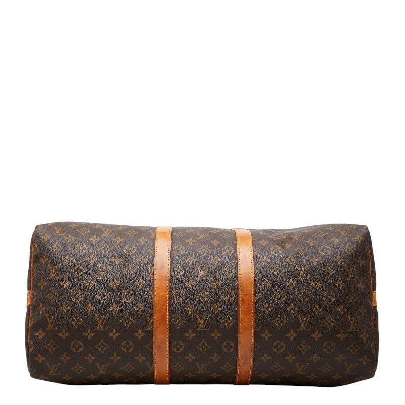 Louis Vuitton Monogram Keepall Bandouliere 55 Boston Bag 2-Way Brown Leather — view 3