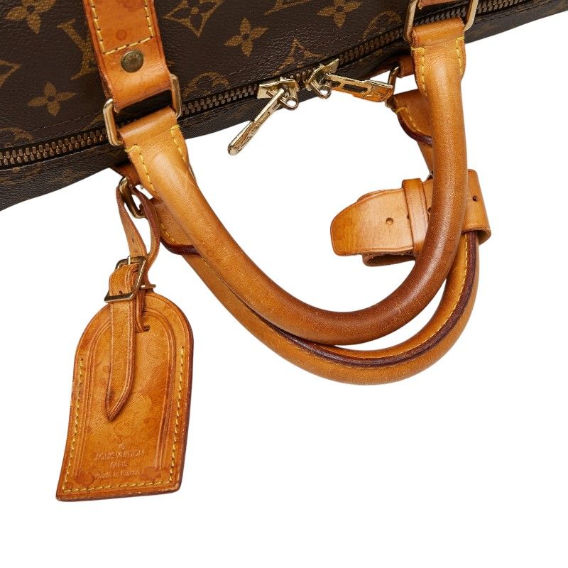 Louis Vuitton Monogram Keepall Bandouliere 55 Boston Bag 2-Way Brown Leather — view 8