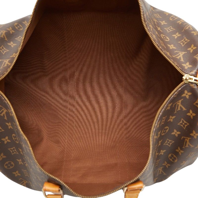 Louis Vuitton Monogram Keepall Bandouliere 55 Boston Bag 2-Way Brown Leather — view 9