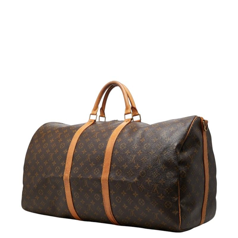 Louis Vuitton Monogram Keepall Bandouliere 60 Boston Bag 2-Way Brown Leather — view 2