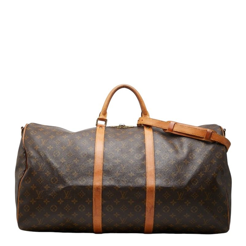 Louis Vuitton Monogram Keepall Bandouliere 60 Boston Bag 2-Way Brown Leather