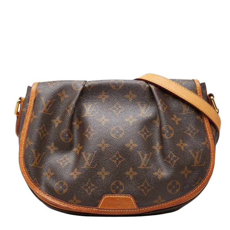 Louis Vuitton Monogram Menilmontan PM Crossbody Shoulder Bag Brown Leather