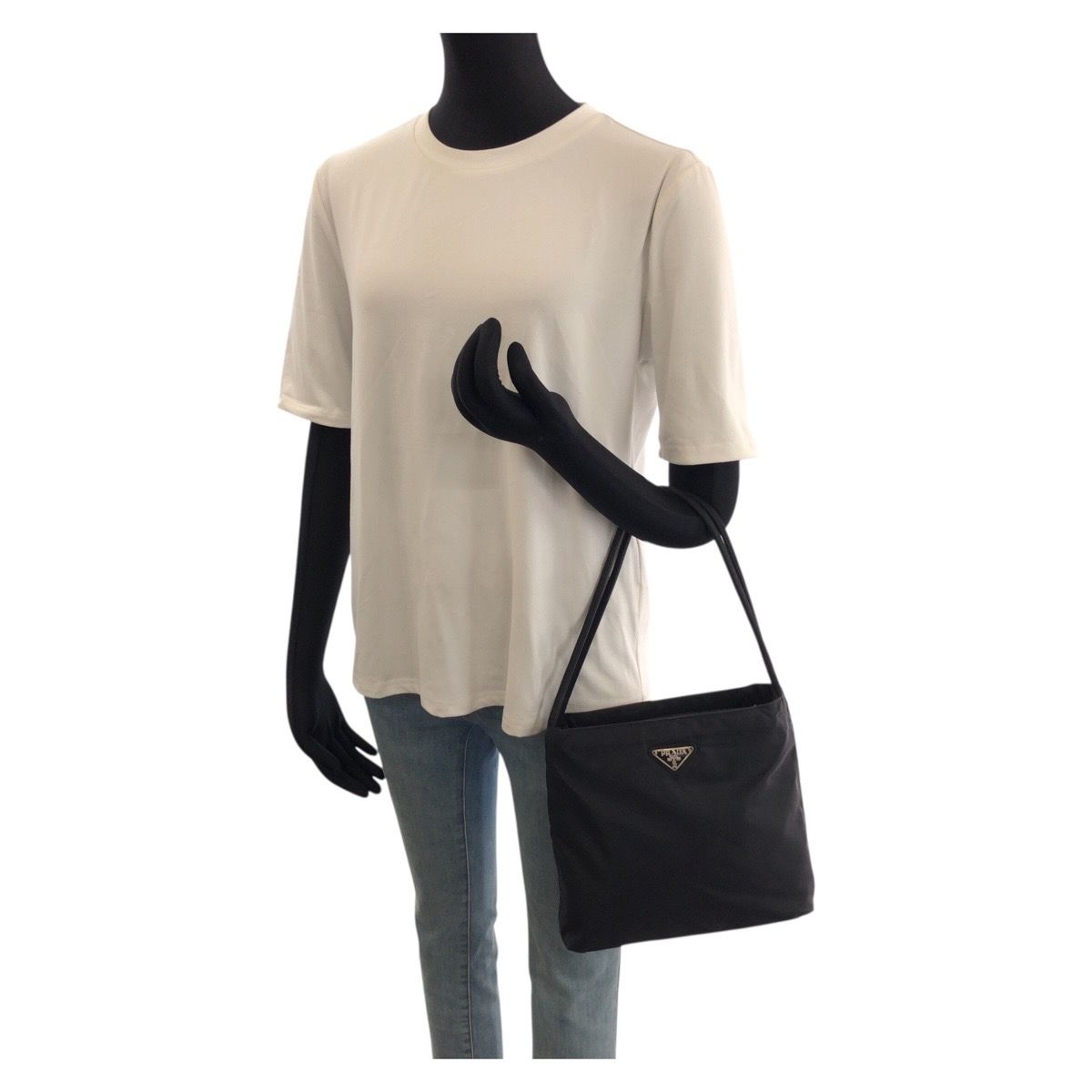 Prada Tessuto Black Silver Nylon Tote — view 7