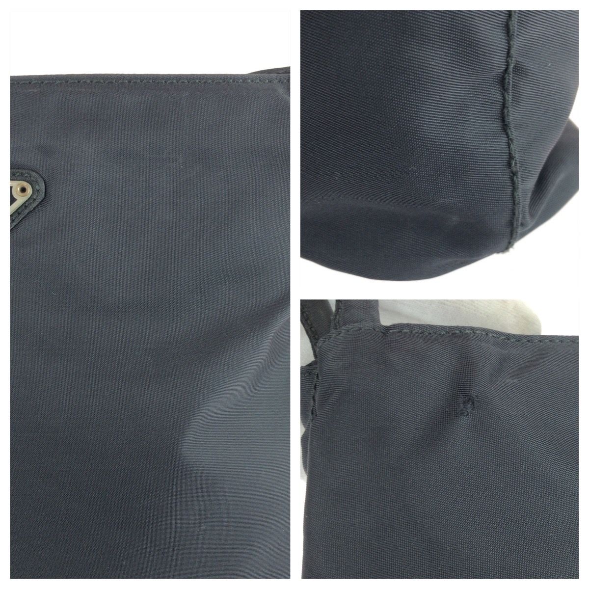 Prada Tessuto Black Silver Nylon Tote — view 5