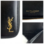 Saint Laurent Paris YSL Tiny Black Gold Leather Fold Wallet — view 3