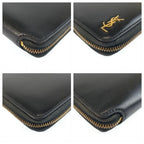 Saint Laurent Paris YSL Tiny Black Gold Leather Fold Wallet — view 7