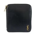 Saint Laurent Paris YSL Tiny Black Gold Leather Fold Wallet