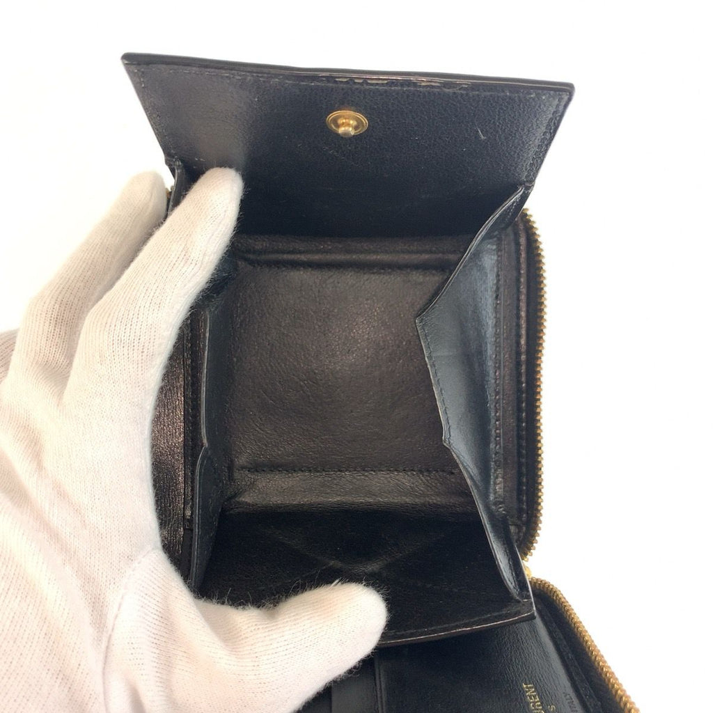 Saint Laurent Paris YSL Tiny Black Gold Leather Fold Wallet — view 6
