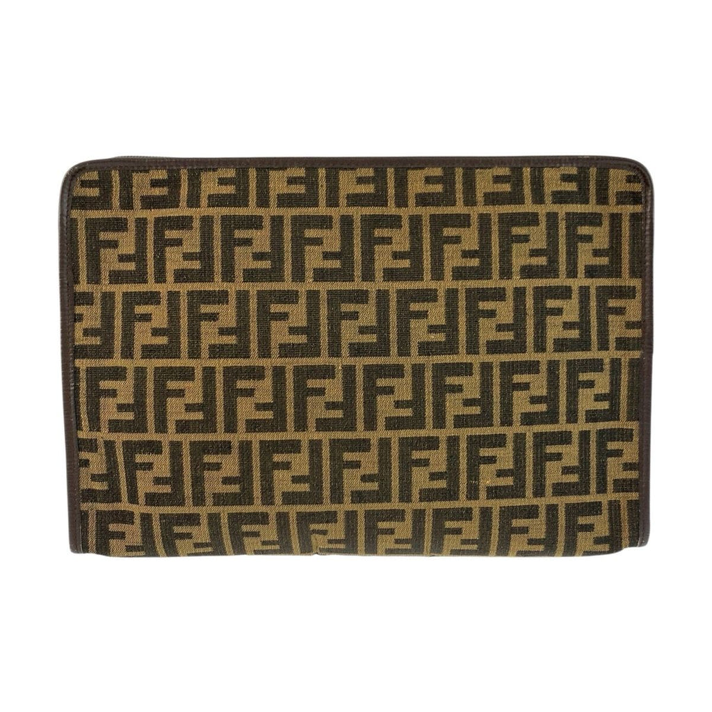 Fendi Vintage Zucca Brown Canvas Clutch — view 2