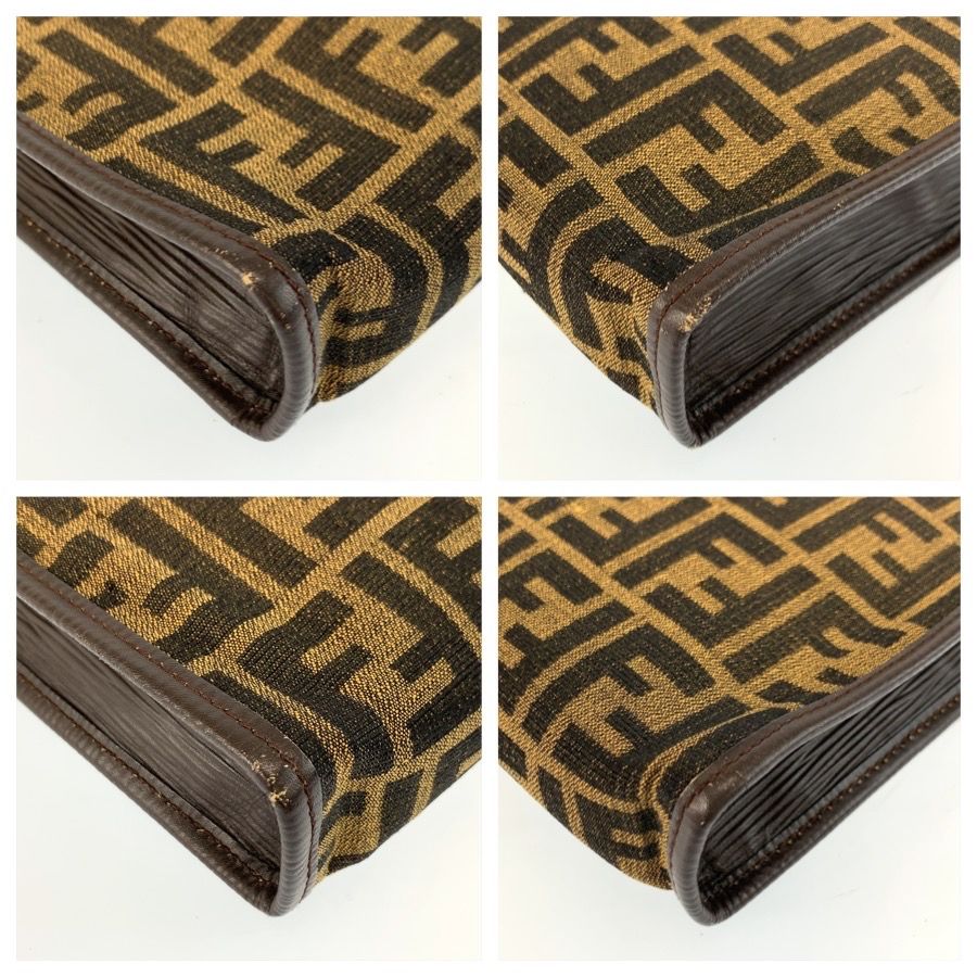 Fendi Vintage Zucca Brown Canvas Clutch — view 4
