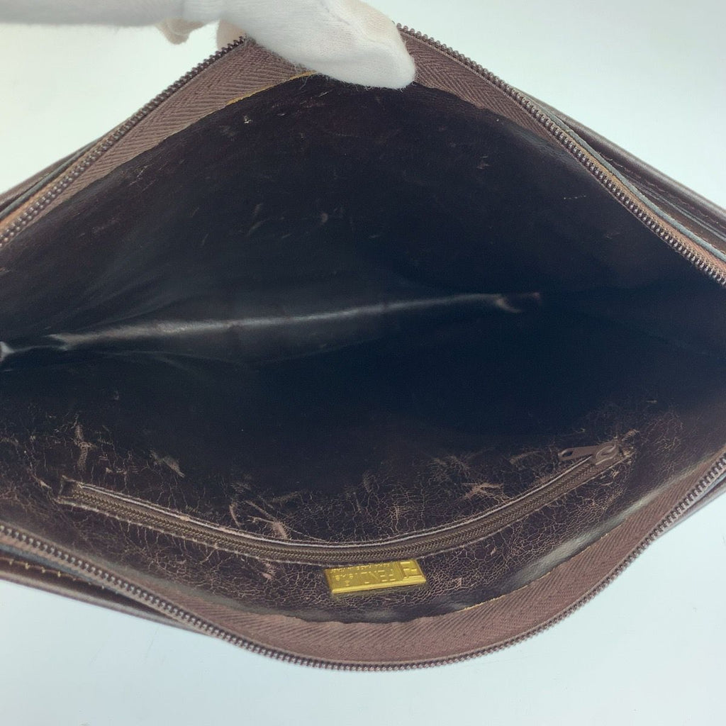 Fendi Vintage Zucca Brown Canvas Clutch — view 8