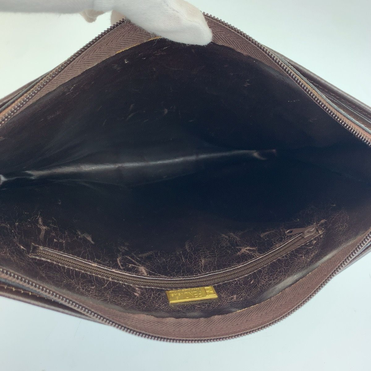Fendi Vintage Zucca Brown Canvas Clutch — view 8