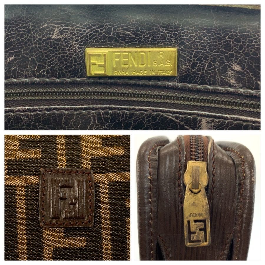 Fendi Vintage Zucca Brown Canvas Clutch — view 3