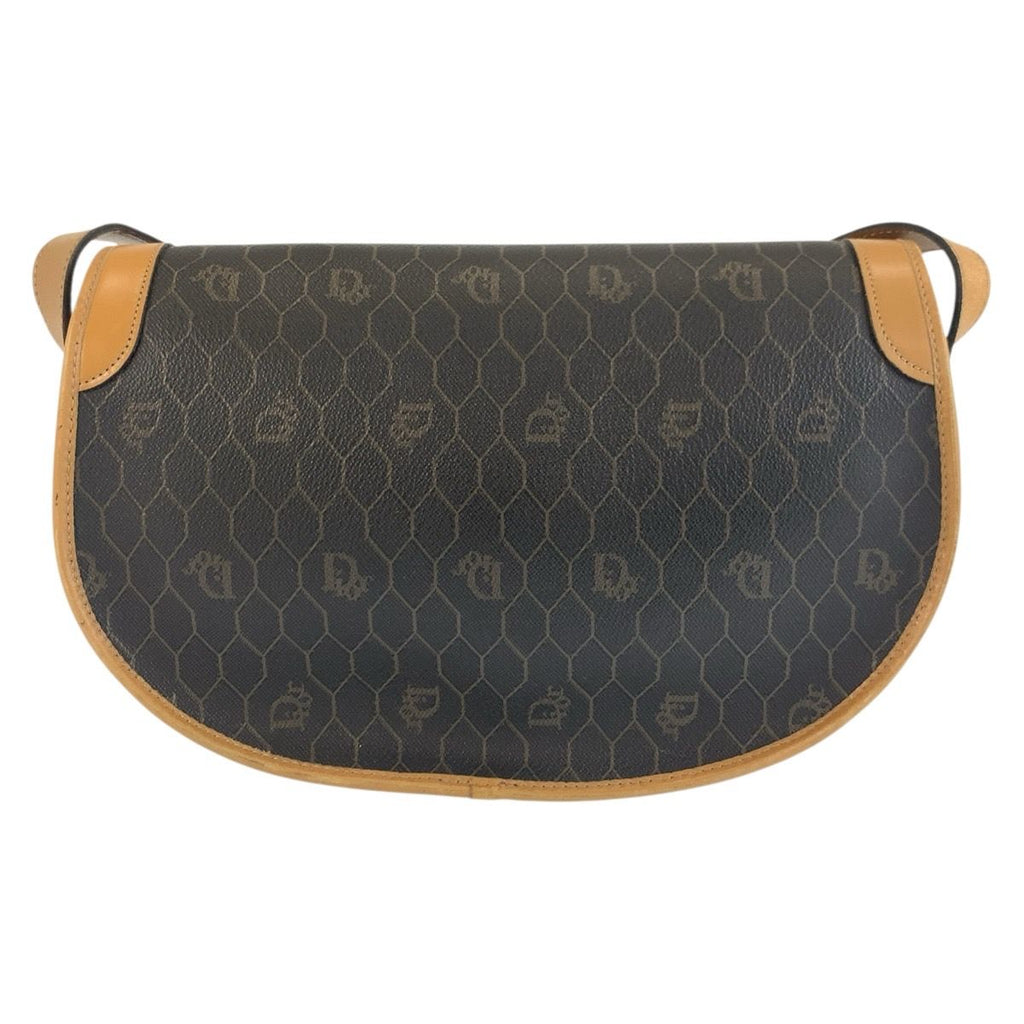Dior Vintage Honeycomb Pattern Brown Shoulder Bag Pochette — view 2