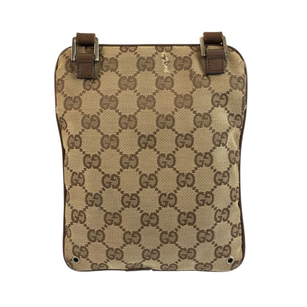 Gucci Brown Beige GG Canvas Leather Shoulder Bag Pochette — view 2
