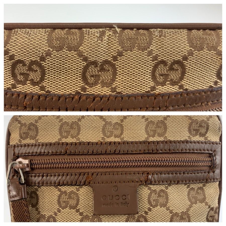 Gucci Brown Beige GG Canvas Leather Shoulder Bag Pochette — view 7